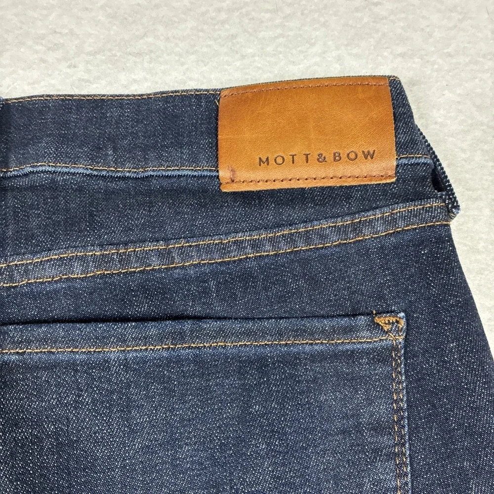 Mott & Bow Slim Wooston Jeans Mens 35x34 Blue Dark Slim Straight Stretch Denim